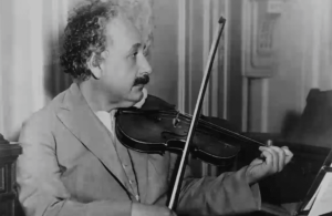 Albert Einstein plays the violin.