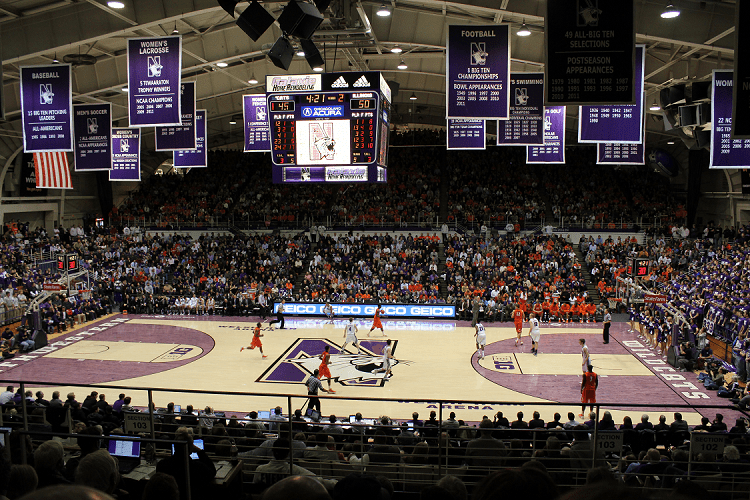 An old picture of Welsh-Ryan Arena at Northwestern University.